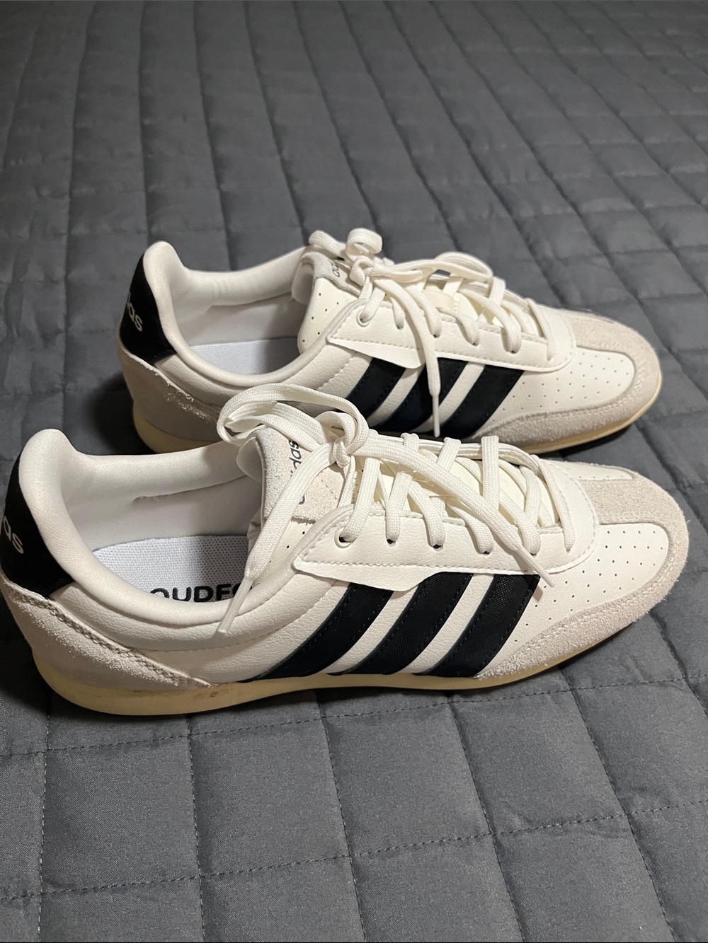 adidas Off-White Sneakers with Black Three Stripes
